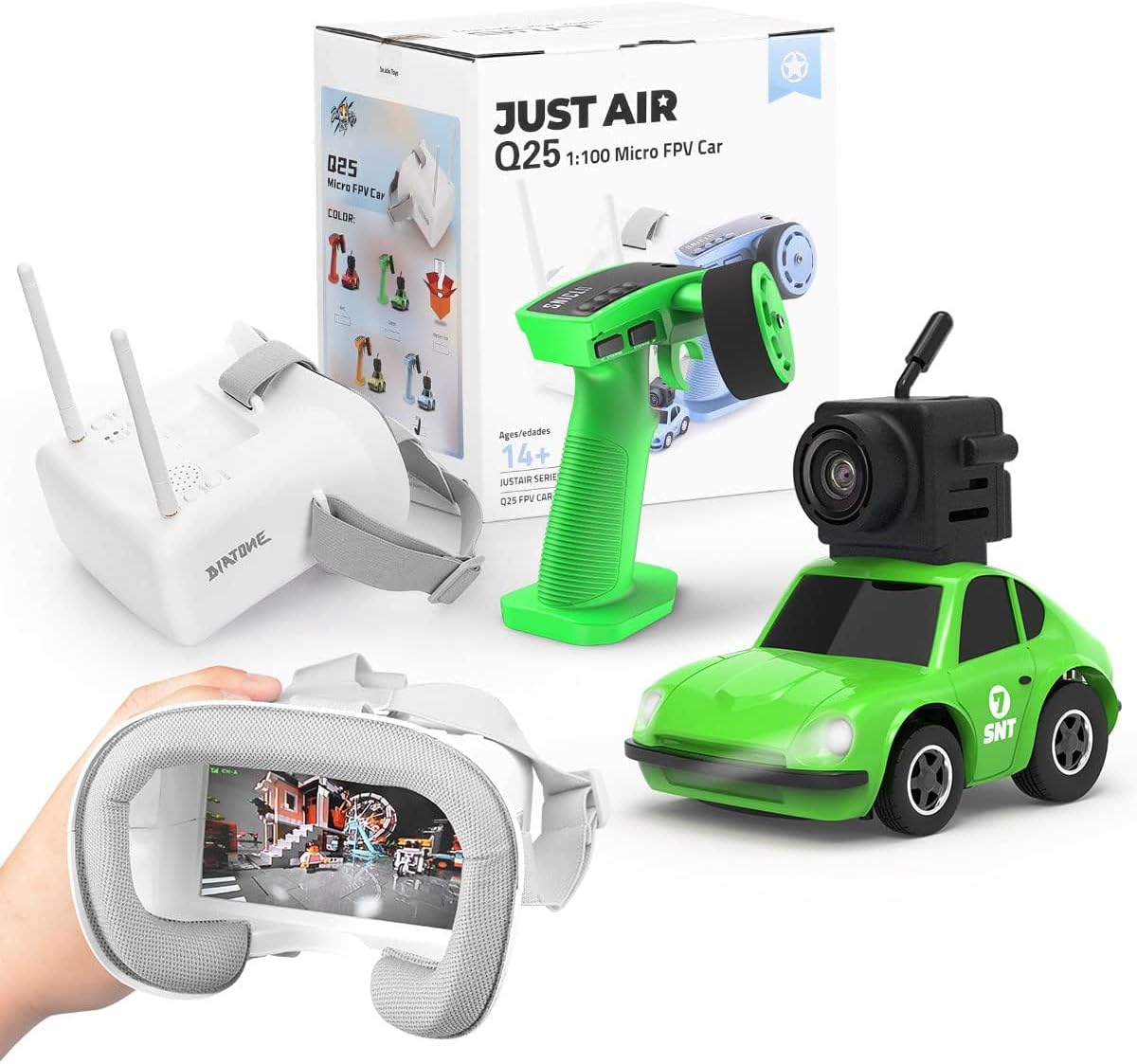 Sniclo'Toys Q25 FPV RC Car With HD Camera and Goggles, 2.4 GHz High Performance Remote Control Car for Adults, Boys, Kids (Green)