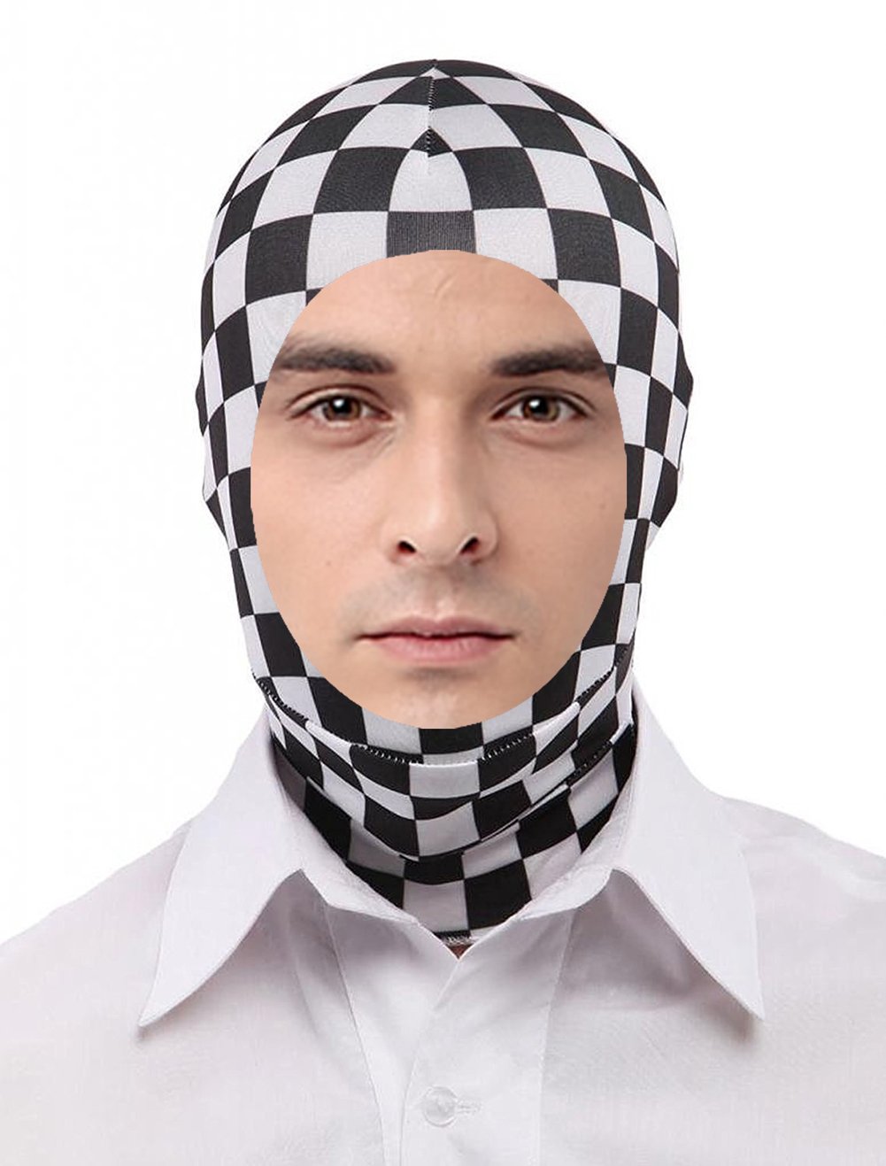 SeeksmileUnisex Spandex Zentai Hood Mask for Halloween Cosplay Costume Hood Open Face Faceless Mask