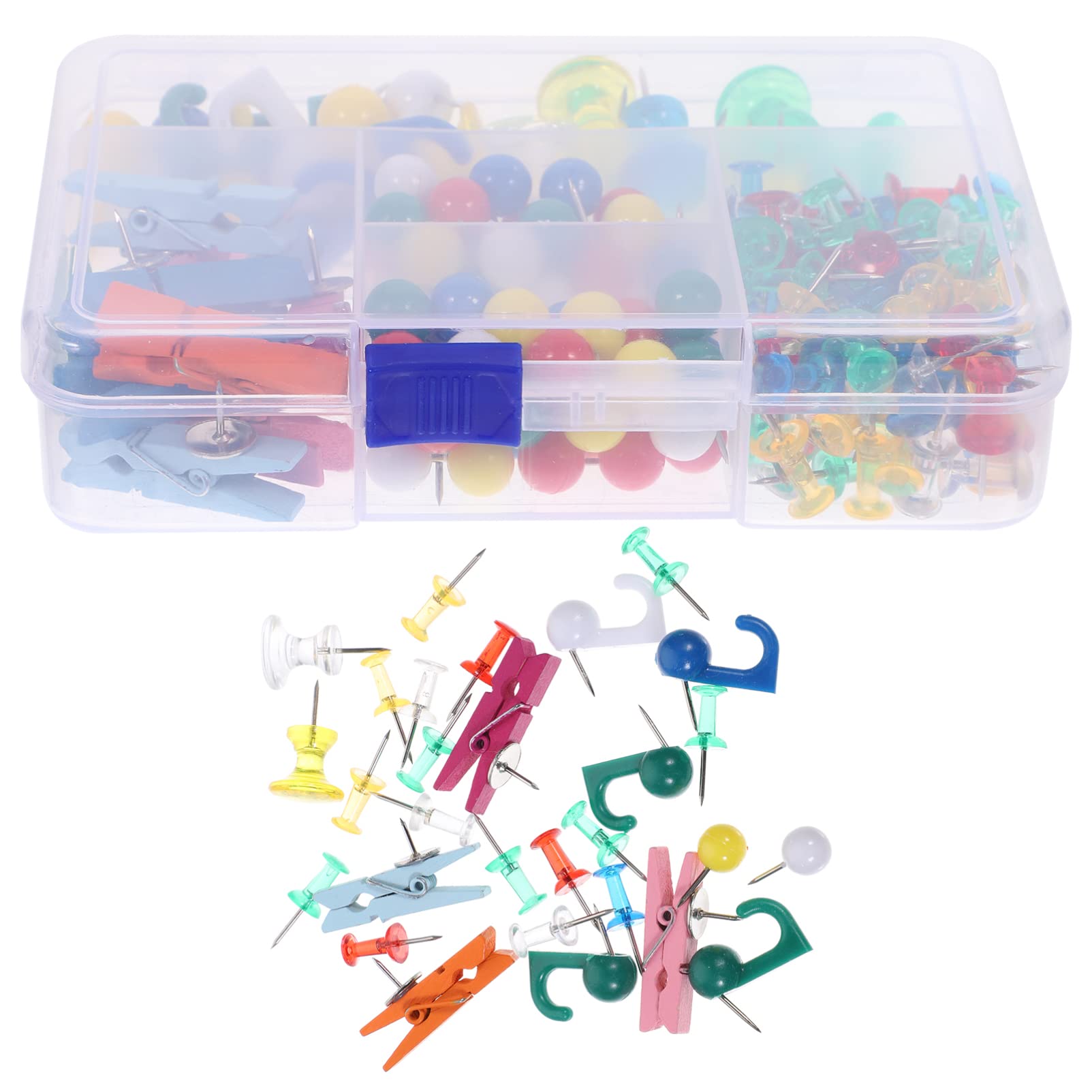 STOBOK200pcs Decorative Thumb Tacks Set Clip Push Pins Hook Pushpin Clear Push Pin Map Tacks for Cork Bulletin Board Photos Calendar