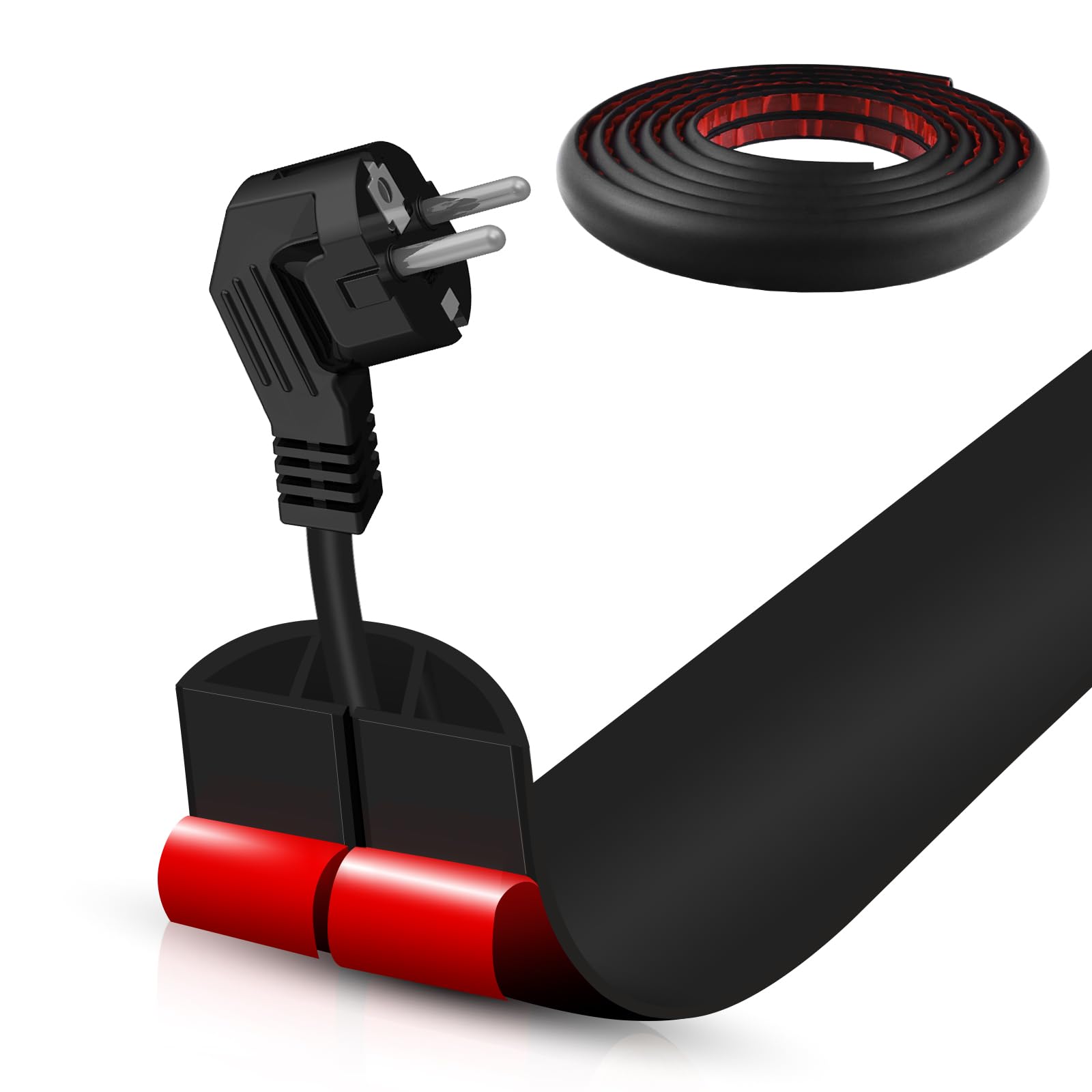 Floor Cord Cover Self Adhesive Cord Hider,20FT Cable Management, Extension Strip Protector for Wires, Prevent Cable Trips for Offices, Gyms, Exhibitions Cavity:0.39"(W) x 0.27"(H) Black
