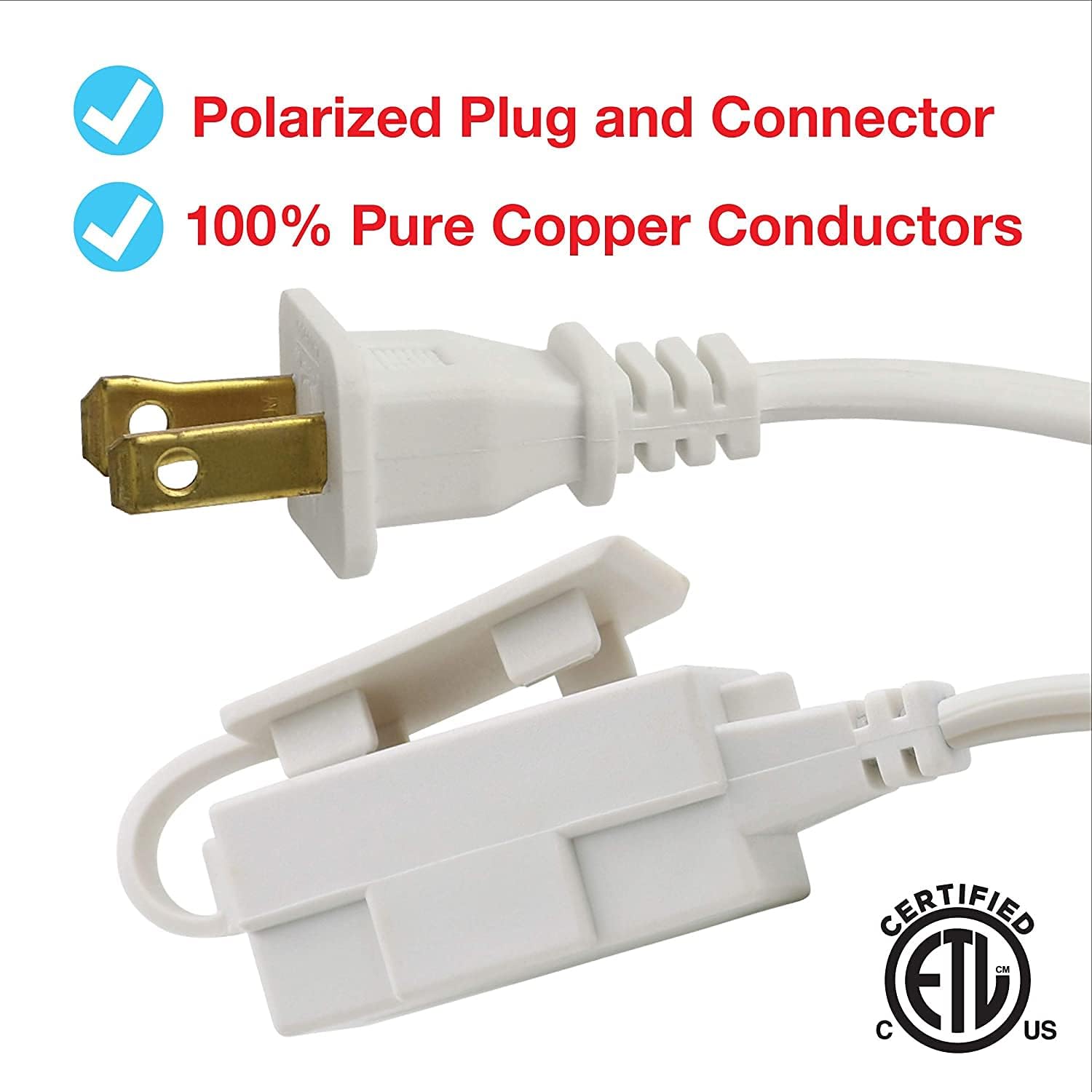 Clear Power 6/9/12 ft (3 Pack) Indoor Extension Cord, Brown, 3 Outlets with Safety Cap, 2 Prong Polarized Plug, Perfect for Homes, Offices, and Kitchens, 3 Variety Pack, DCIC-0216-DC : Tools & Home Improvement
