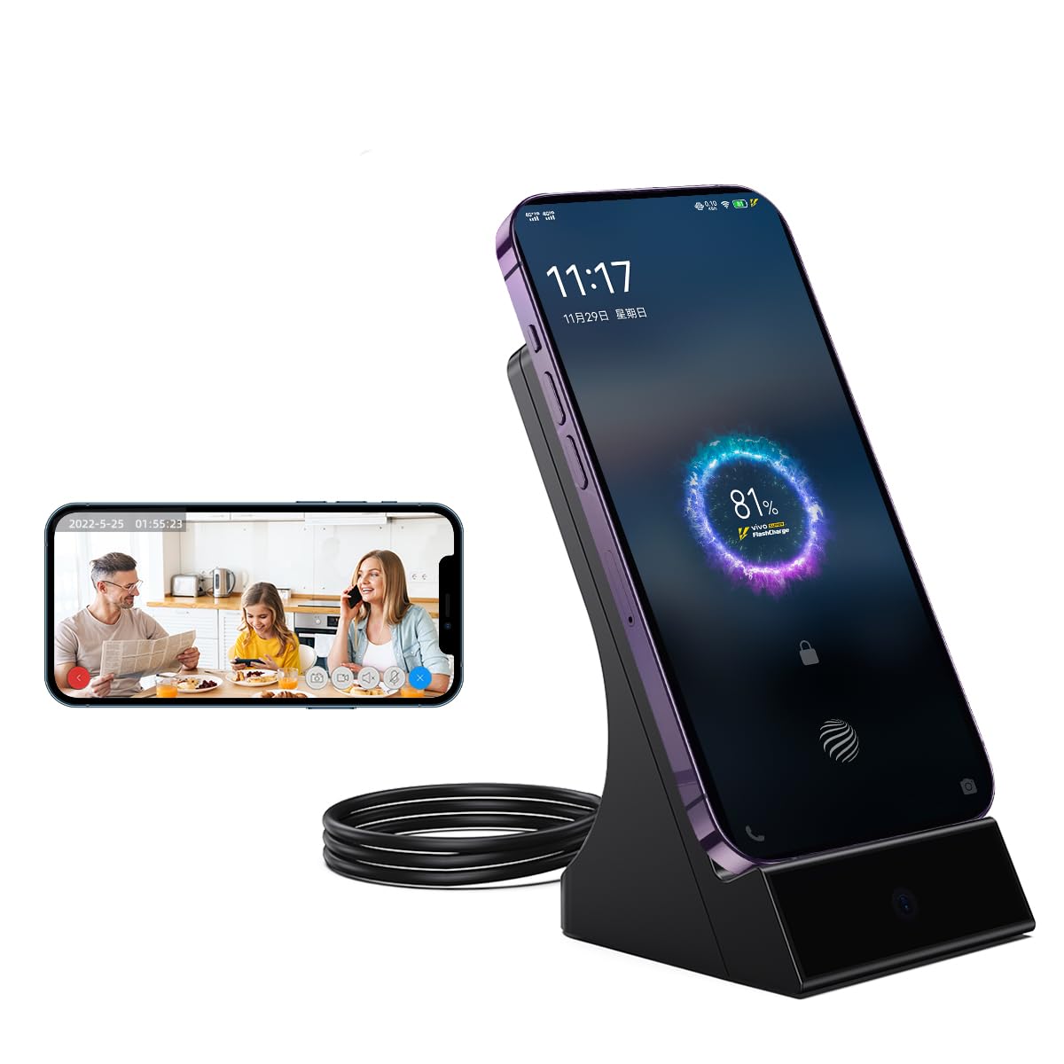 LIZVIE Phone Camera Charger Hidden Camera Charger with Night Version Live View for Home Office Security