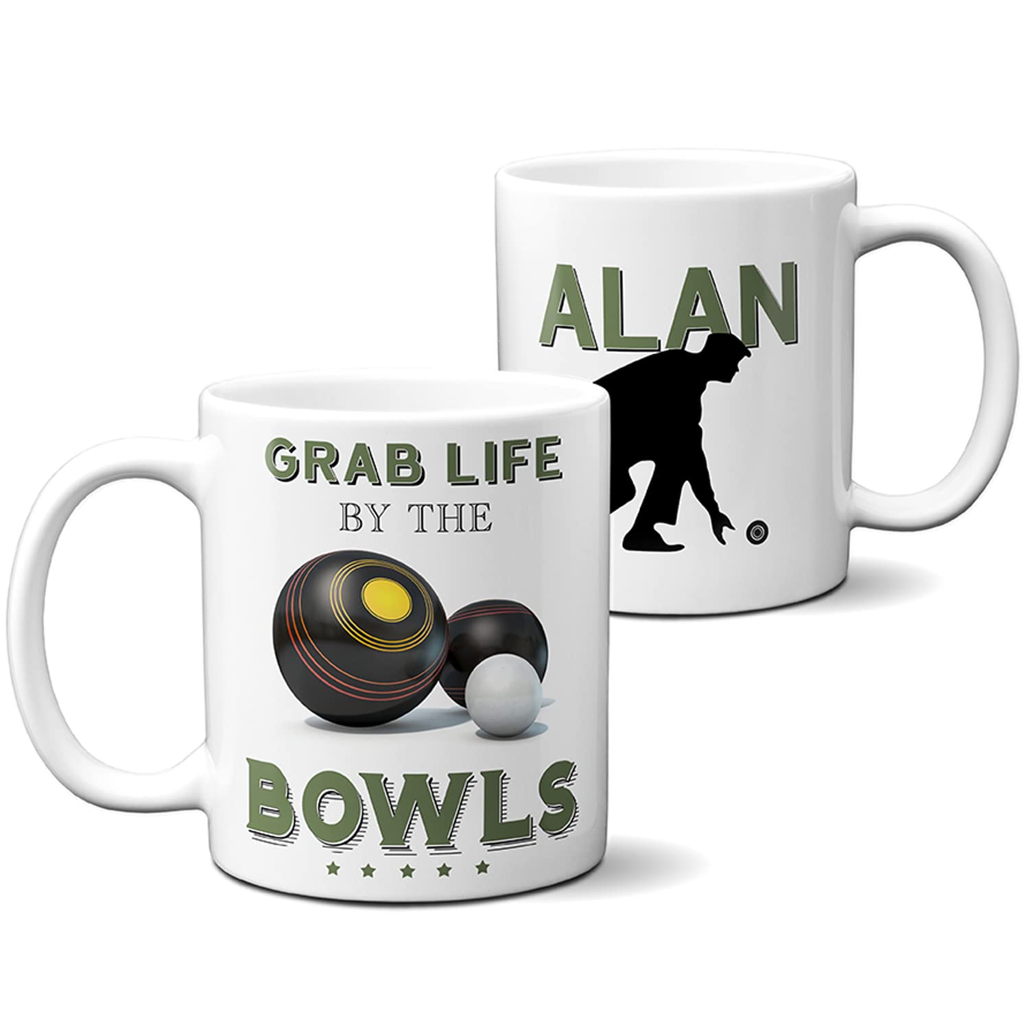 KRAFTYGIFTS Personalised Bowling Mug Gift Crown Green Bowls Dad Cup Grandad Birthday Present Work Gift for Him HBM03