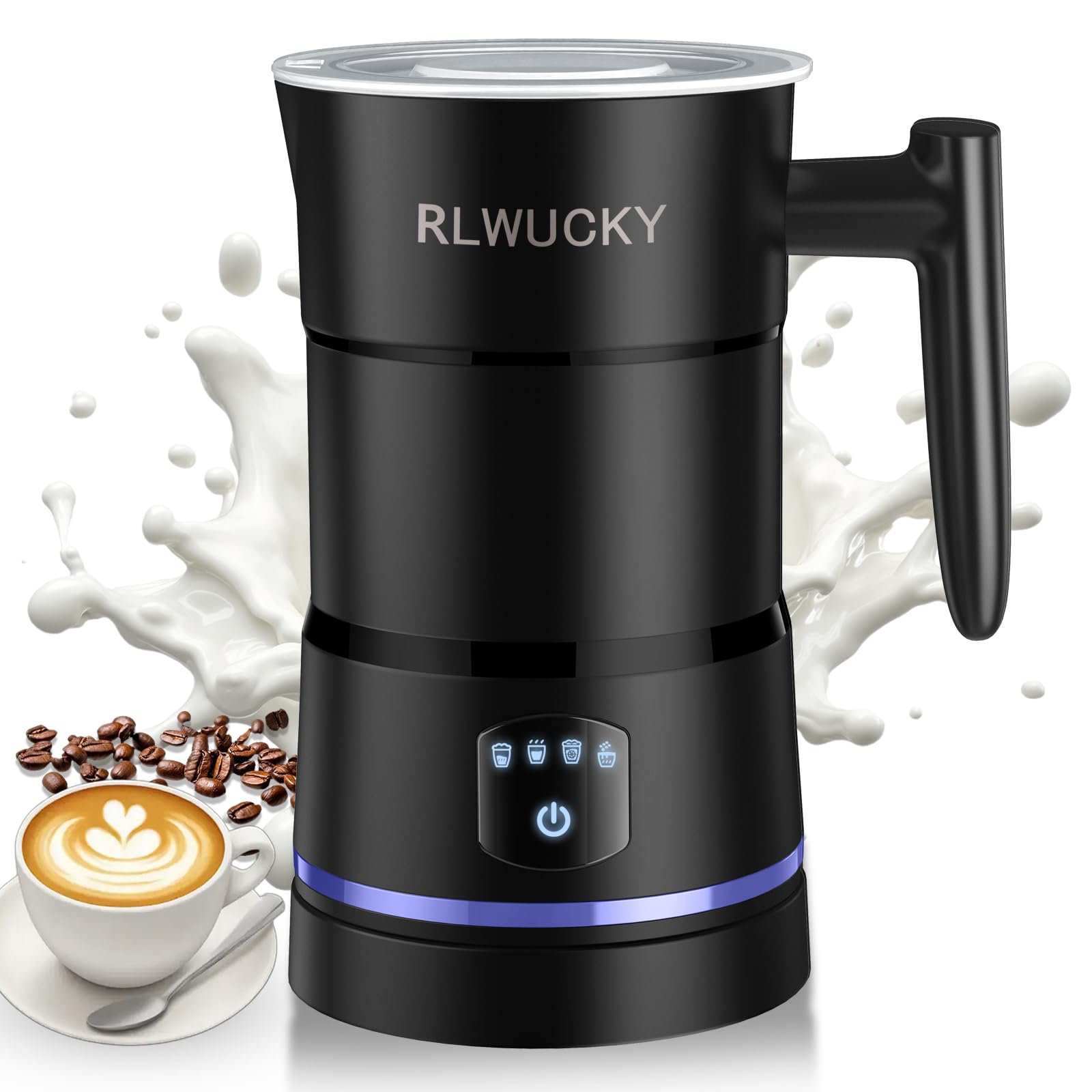 RLWUCKY Electric Milk Frother,430ml Large Milk Steamer,Hot Chocolate Maker