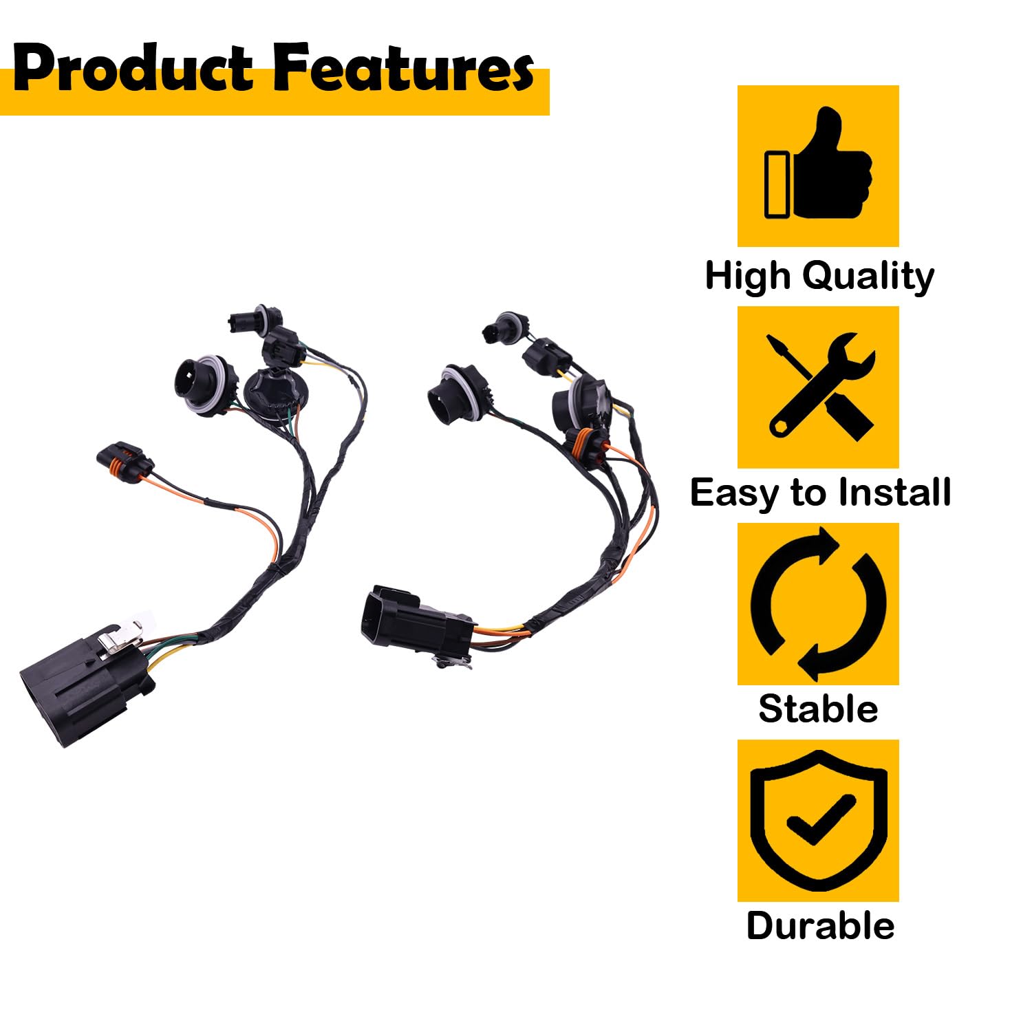 15841610 Headlight Wiring Harness Compatible with 2007-2014 GMC Sierra 1500 2500HD 3500HD, Direct Fit Headlamp Wire Harness with Sockets & Connectors (2)