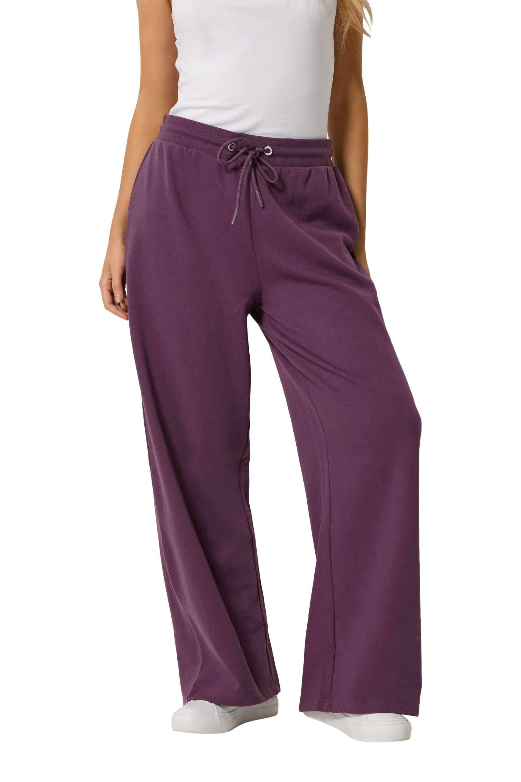 M&Co Women's Purple Berry Wide Leg Joggers