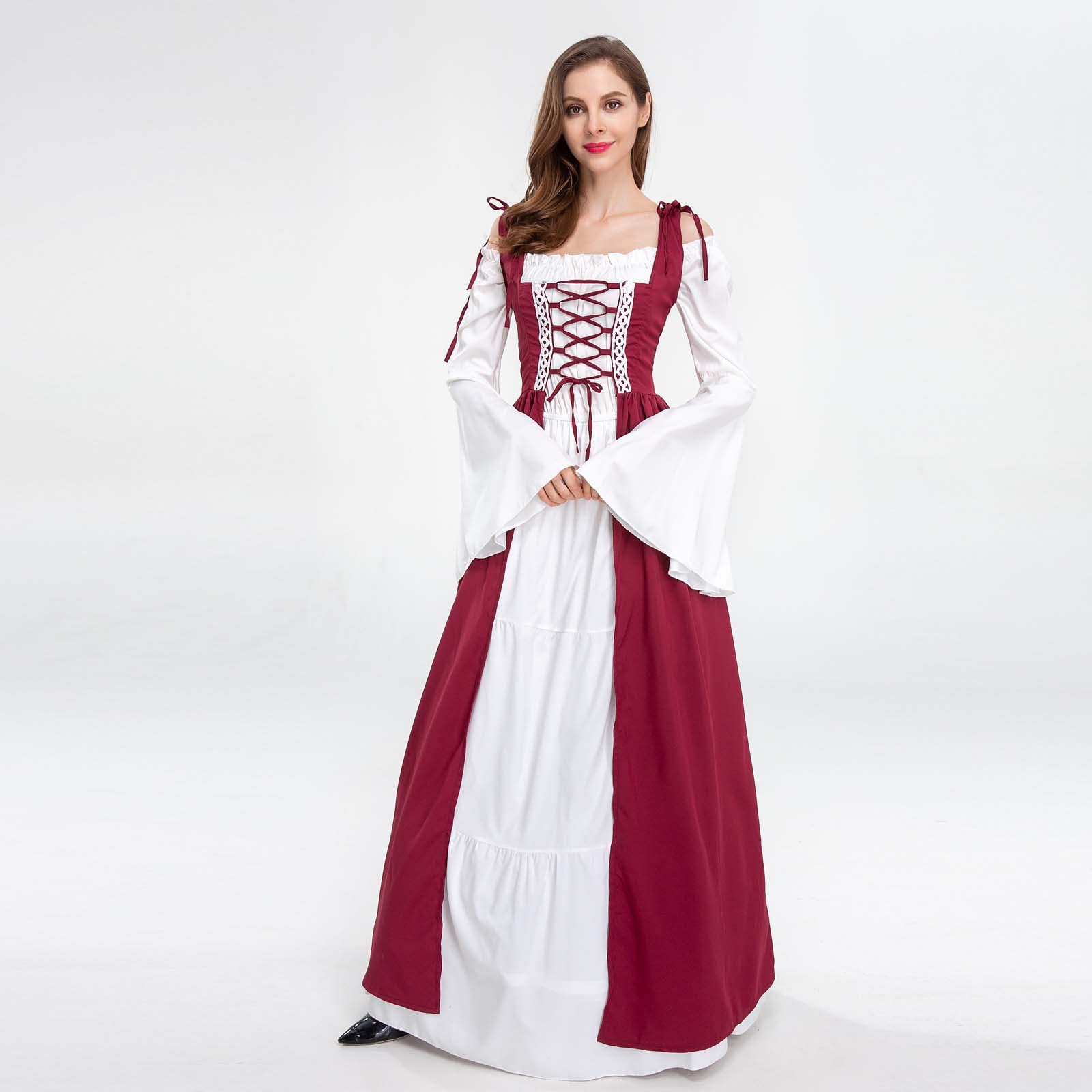 Renaissance Kleid Damen Mittelalter Kleid Damen Mittelalter Kostüme Maxi | Glockenärmel Gothic Kleidung, Piratenkostüm, Viktorianisches, Festival Outfit, für Cosplay Karneval Halloween