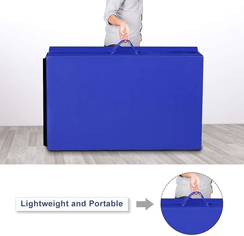 Miniatura 5 de HOMGX Tapete de gimnasia plegable de 4 x 10 x 2 pulgadas de grosor, panel de ejercicio de fitness, colchoneta de gimnasia (azul)