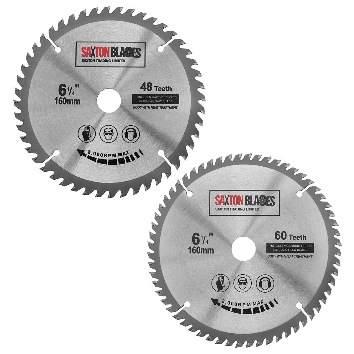 2x Saxton TCT Circular Wood Saw Blades 160mm x 20mm for Festool TS55 Bosch Makita Pack B Fits 165mm Saws