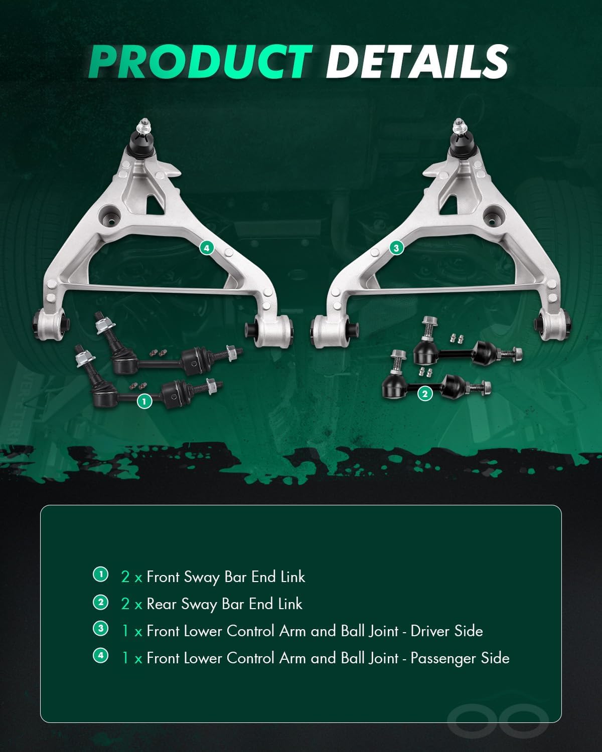 SCITOO 6pcs Suspension Kit 2 Front 2 Rear Stabilizer Sway Bar 2 Lower Control Arm Ball Joint fit for 2003-2005 for Ford Expedition for Lincoln Navigator K80239 K80127