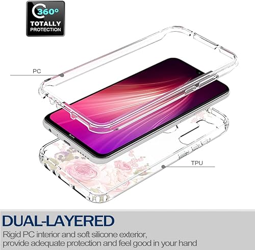 Miniatura 3 de Funda para Redmi Note 8 (20192021) M1908C3JH con protector de pantalla de vidrio templado, carcasa rígida de diseño floral de cuerpo completo +