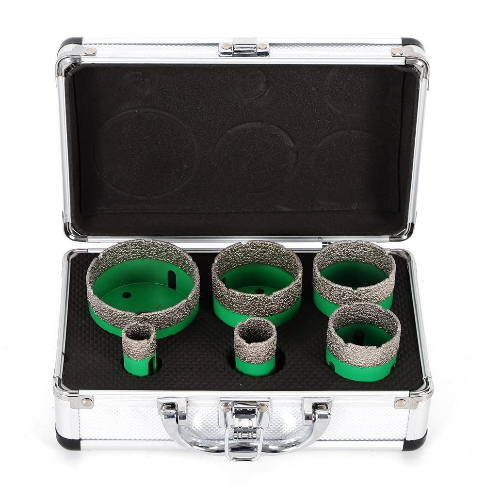 Set di 6 seghe a tazza diamantate da 20/25/42/50/55/68 mm, filettatura M14 per una foratura precisa