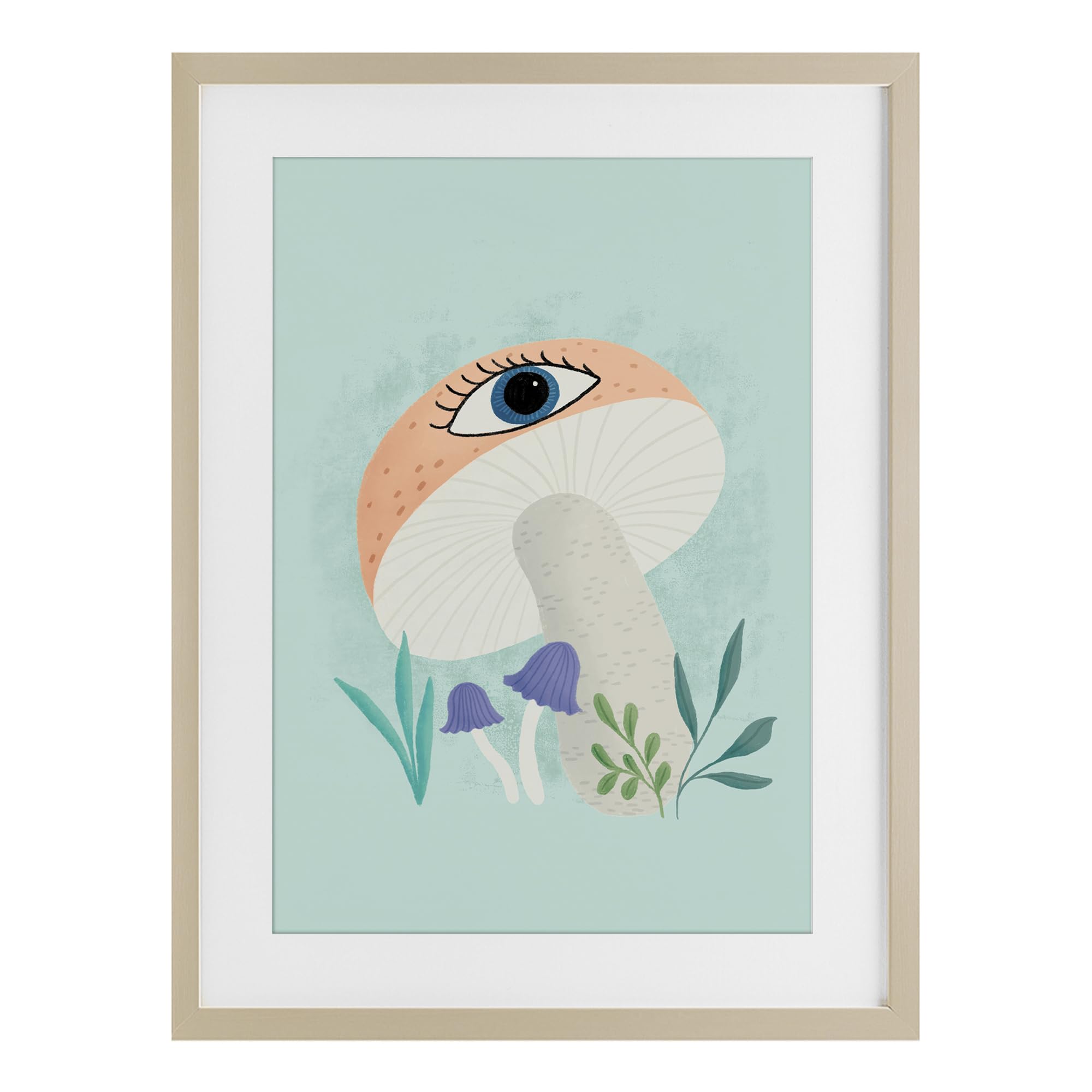 Stupell Industries Harvest Pine (Textured) 'Mushroom With Mystical Eye'| Framed Print Under Glass