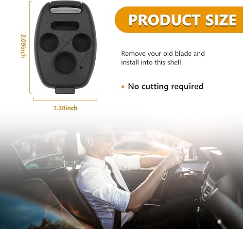 Miniatura 2 de Kewucn Funda de repuesto para llavero, 2 piezas sin necesidad de corte, para llave de automóvil sin llave, para entrada remota, se adapta a Accord