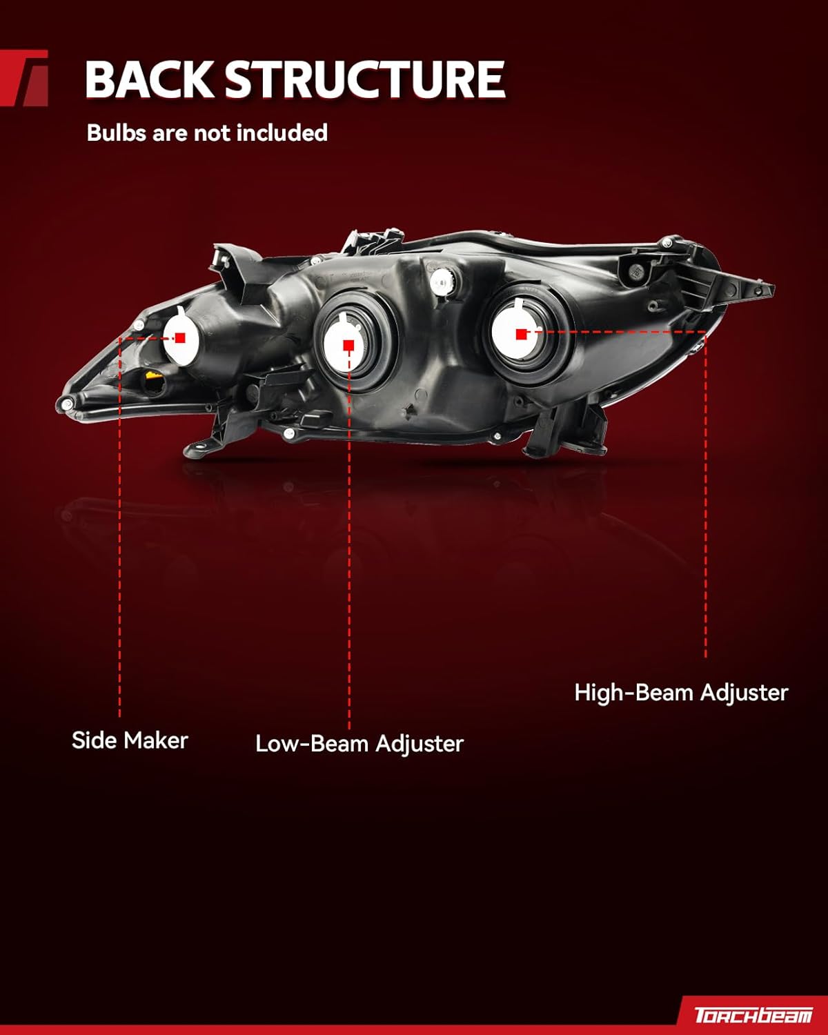 Torchbeam Headlights Assembly Compatible with 2011 2012 2013 Corolla OE Style Headlamp Replacement Black Housing Amber Reflector Driver and Passenger Side