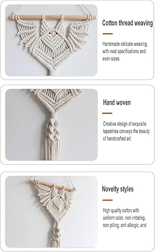 Miniatura 10 de INSTITIZER 2 piezas de macramé para colgar en la pared, diseño de murciélago, decoración de pared de macramé, tapiz gótico tejido hecho a mano para
