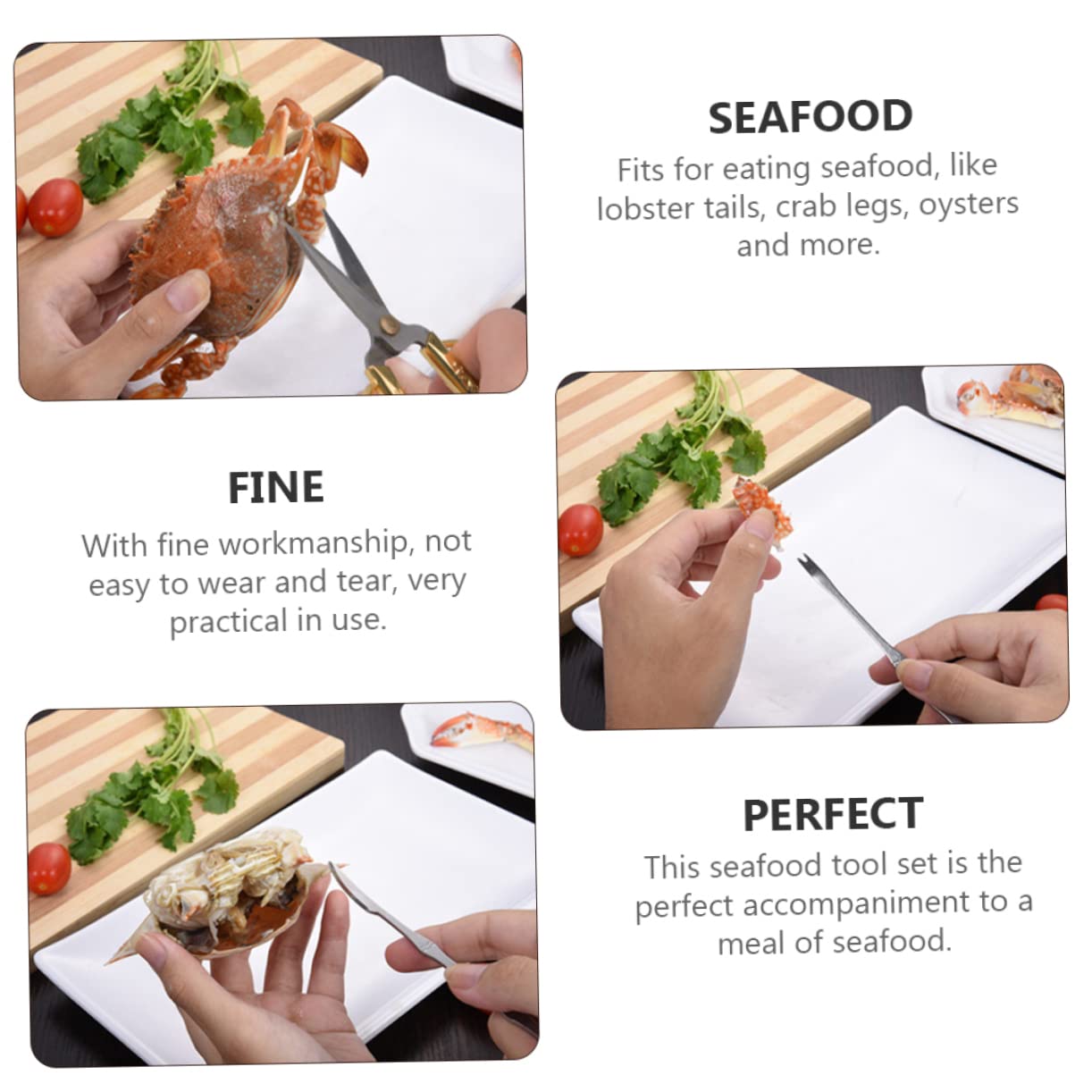 ULTECHNOVO Set di 8 Utensili per Frutti di Mare in Acciaio Inox Argento