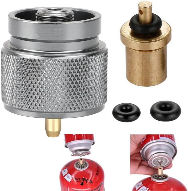 2Sets Camping Stove Butane Fuel Canister Adapter, Outdoor for Camping Gas Burner Accessories Suitable Backpacking Stove Butane Gas Adapter Convert Connector