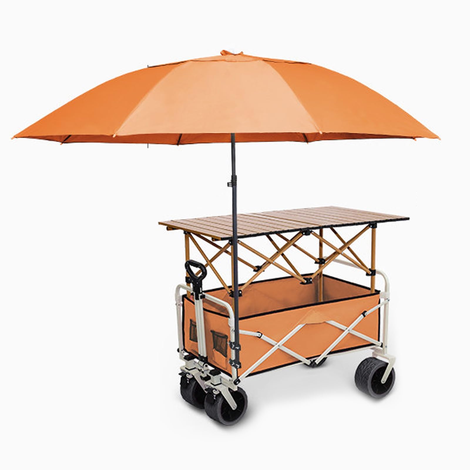Carrello pieghevole per esterni con tettoia, carrello portatile per cibo da strada con ruote bloccabili per mercati, eventi, festival e campeggio - Display alimentare di grado commerciale nd