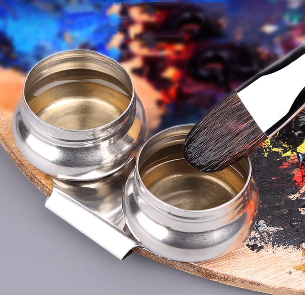 Tazza Tavolozza In Acciaio Inox - Doppia Con Coperchio E Clip Per Pittura Ad Olio O Acrilica - Foto 5