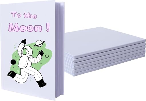 6 Count Blank Hardcover Books for Kids to Write Stories 7x10 inch Hardcover Blank Books Sketchbooks Journal - Blank Unlined Page Make Your Own Book for DIY, Classroom 18 Sheets / 36 Pages, White