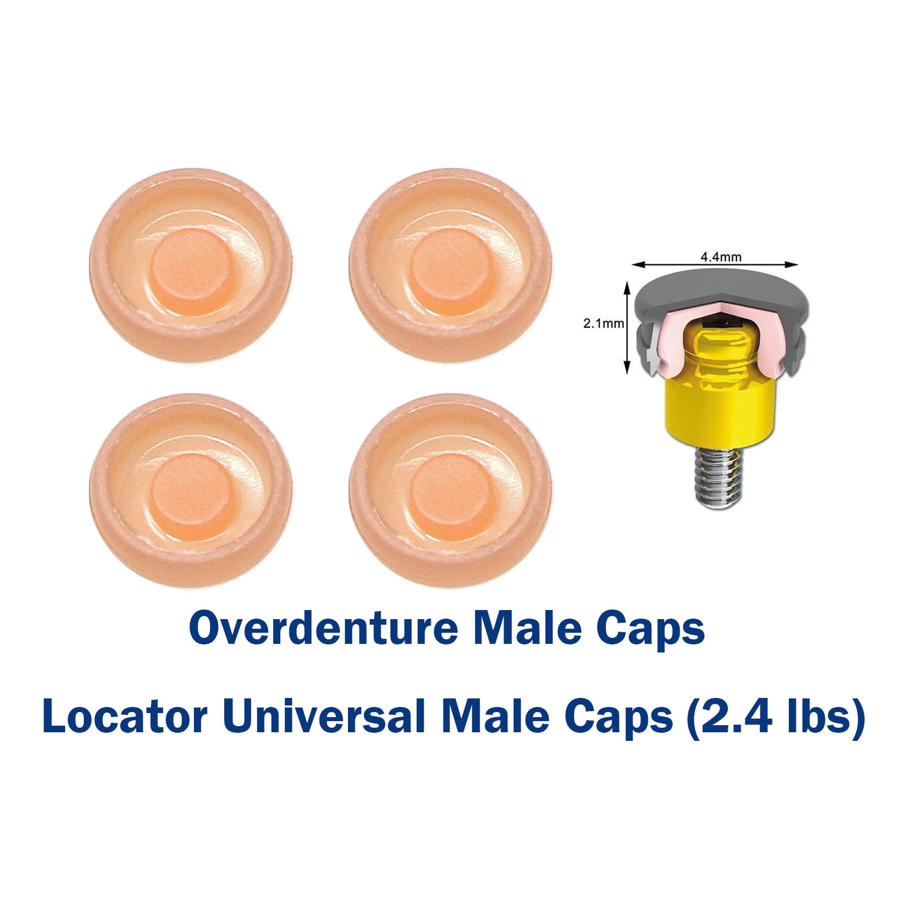 4 Pcs Overdenture Retention Caps 2.4 lbs (Pink Strong Retentive Cap 2.4 lbs)