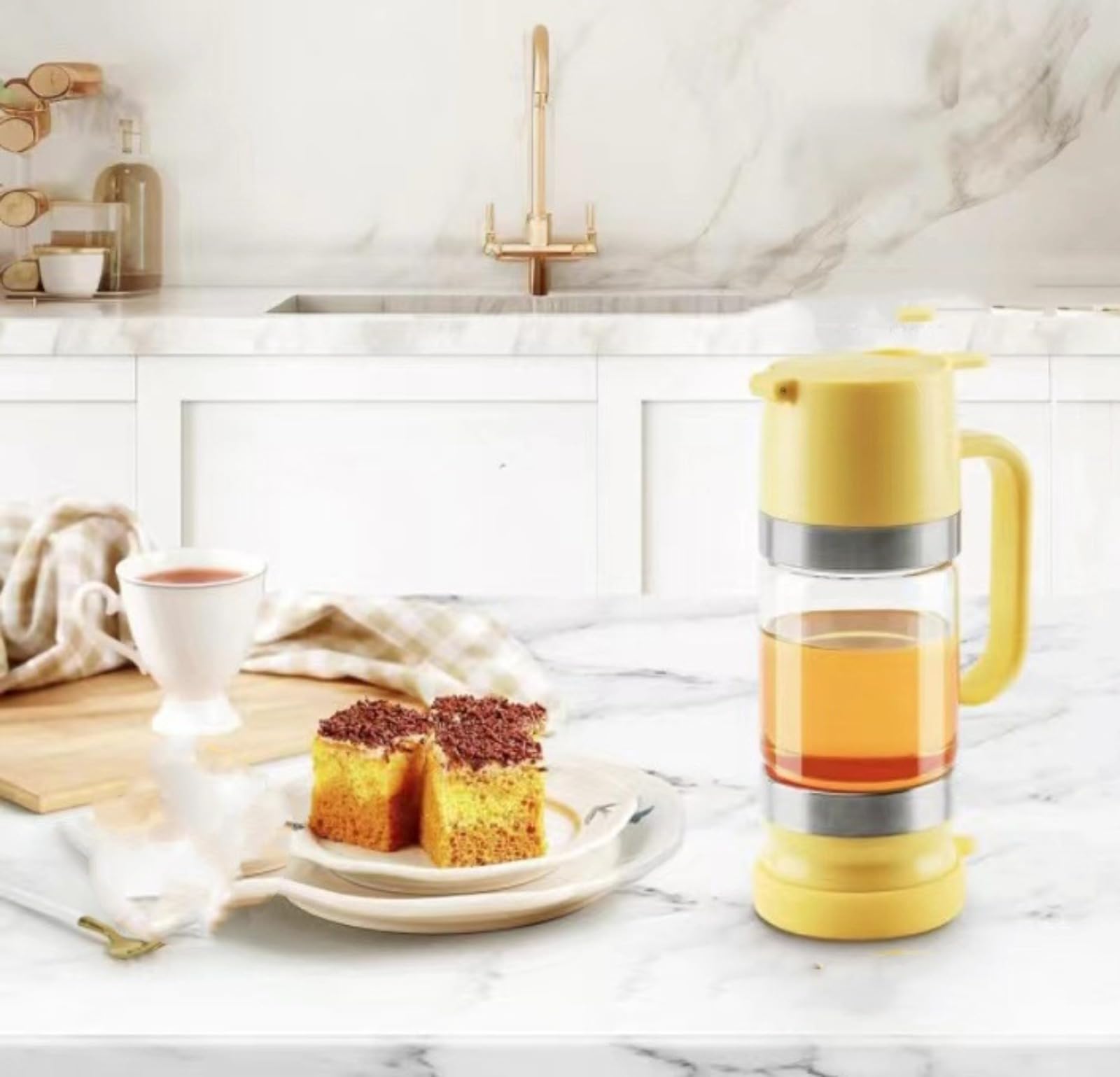 Dispenser per miele antigoccia, barattolo per miele da 10,65 once, coperchi superiori e inferiori rimovibili, dispenser per miele che mantiene il miele fresco, accessorio da cucina per conservare miel