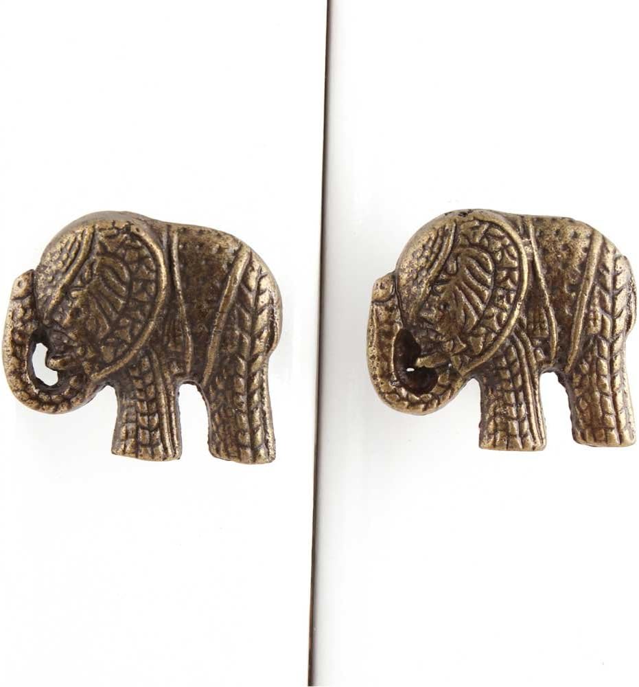 Indian Shelf 4 Piece Elephant Modern Dresser Knobs Drawer Handles Cabinet Pulls Decorative Style Iron