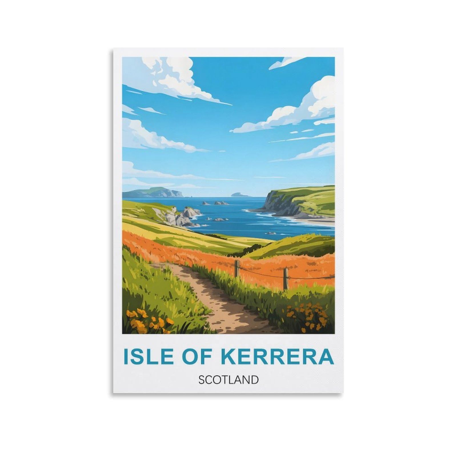 EZMLFA 5D Diamond Art Kits for Beginner,Isle of Kerrera Scotland Crystal Rhinestone Embroidery Craft Kits for Home Wall Decor Gifts, 50x60cm