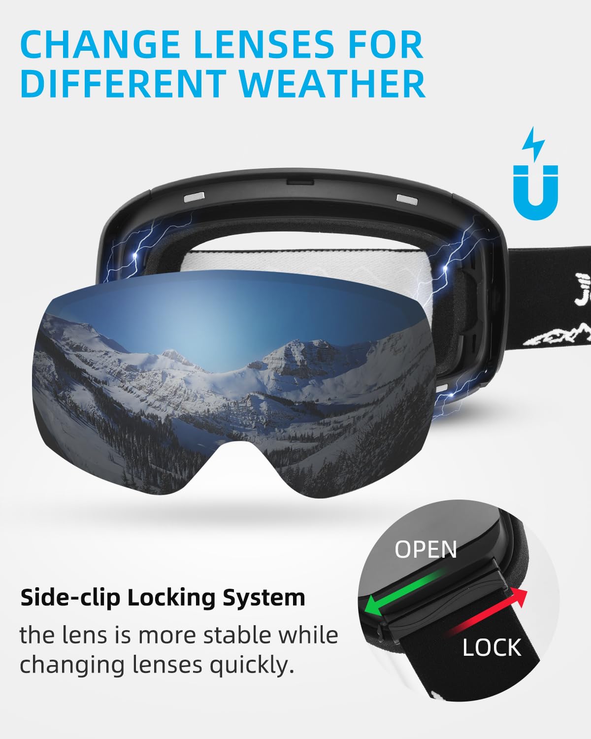 gogle narciarskie mężczyźni kobiety gogle narciarskie OTG z wymiennymi soczewkami i paskami dla osób noszących okulary śnieżne przeciwmgielne gogle snowboardowe gogle narciarskie kompatybilne