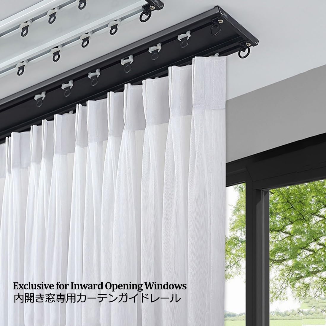 Ultradünne Vorhangschiene 2-Lauf/Deckenmontage Doppelschiene/Unsichtbare Gardinenstange Aus Aluminiumlegierung/Raumteiler-Gardinenschiene(Black,360cm(3 * 120cm))