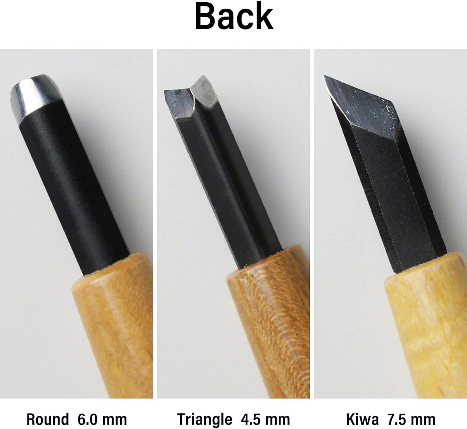 Wazakura 3PCS Bonsai Chisel Kit with Round Gouge, Single Bevel Skewed and V-Parting Tool, Hand Carving Tool Set for Jin Shari Making, Woodworking Knife Pack (3PCS Bonsai Chisel Kit)