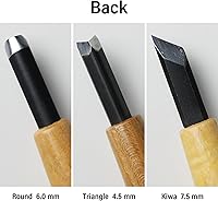 Vista 5 de Wazakura Kit de cincel de bonsái de 3 piezas con gubias redondas, bisel único sesgado y herramienta de separación en V, juego de herramientas