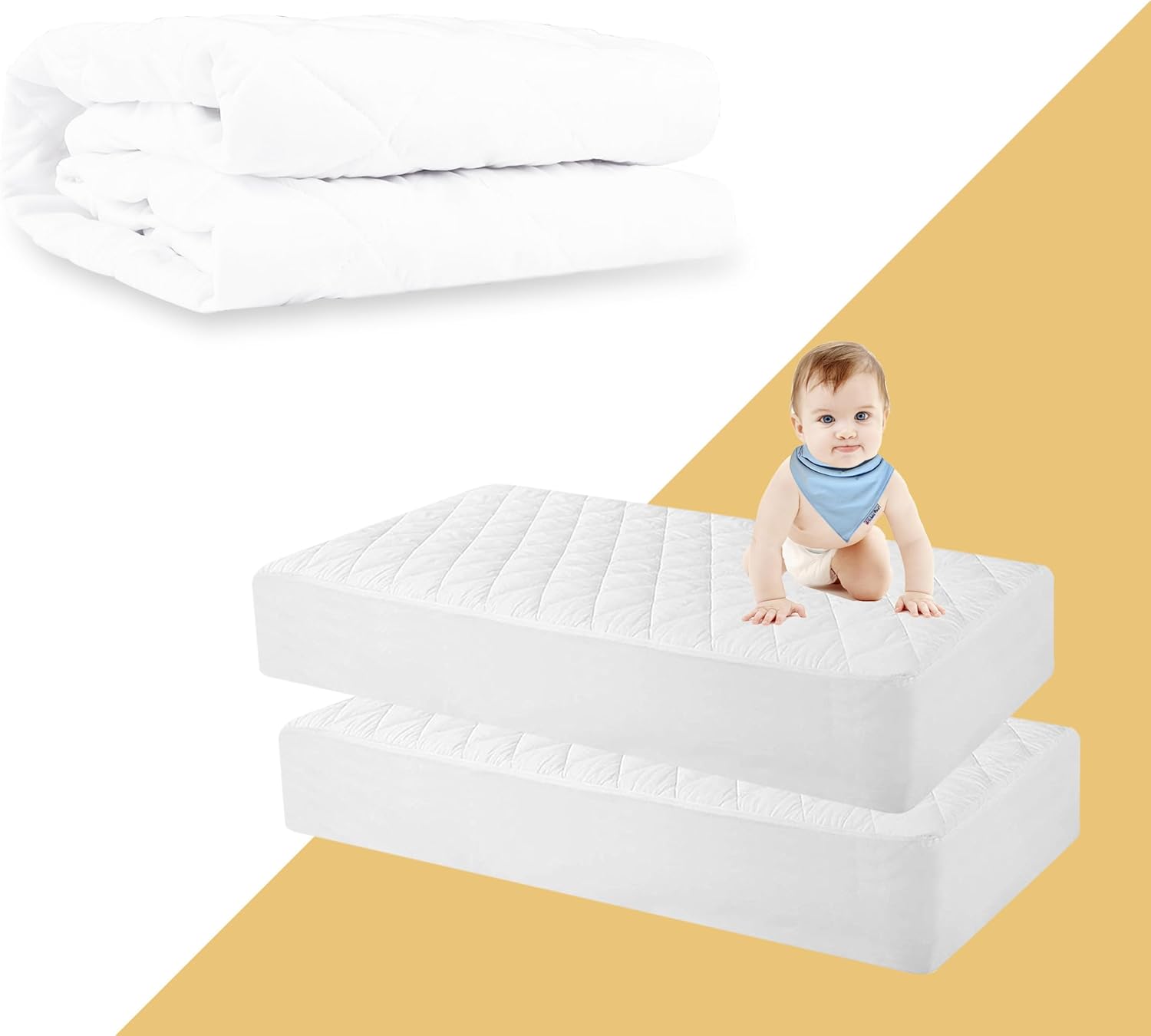 Bundle Safe and Sound Waterproof Quilted Mattress Pad + Crib Mattress Pad (2 Pack)