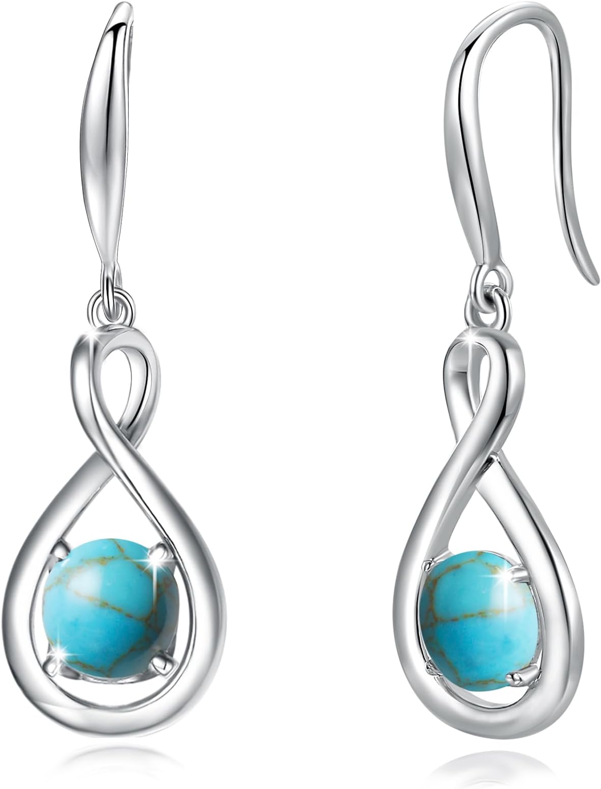 Dangle Drop Earrings 925 Sterling Silver Dainty Infinity Gemstone Birthstone Earring Fine Jewellery Birthday Gifts for Women