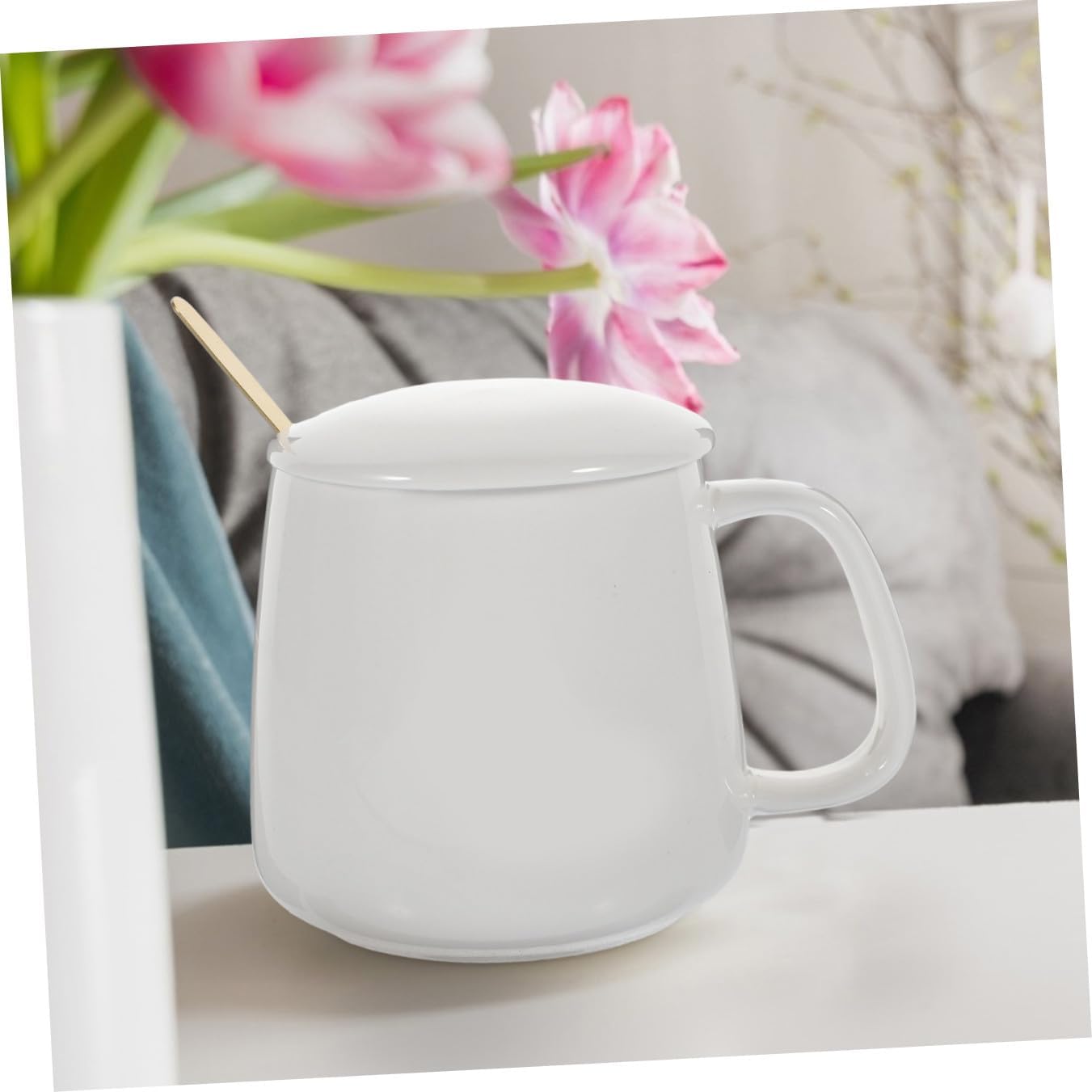 Electric USB Cup Warmer Pad 55℃ Thermostatic Milk and Coffee Mug Heating Pad Gravity Sensor for Home and Milk Heating, Beige