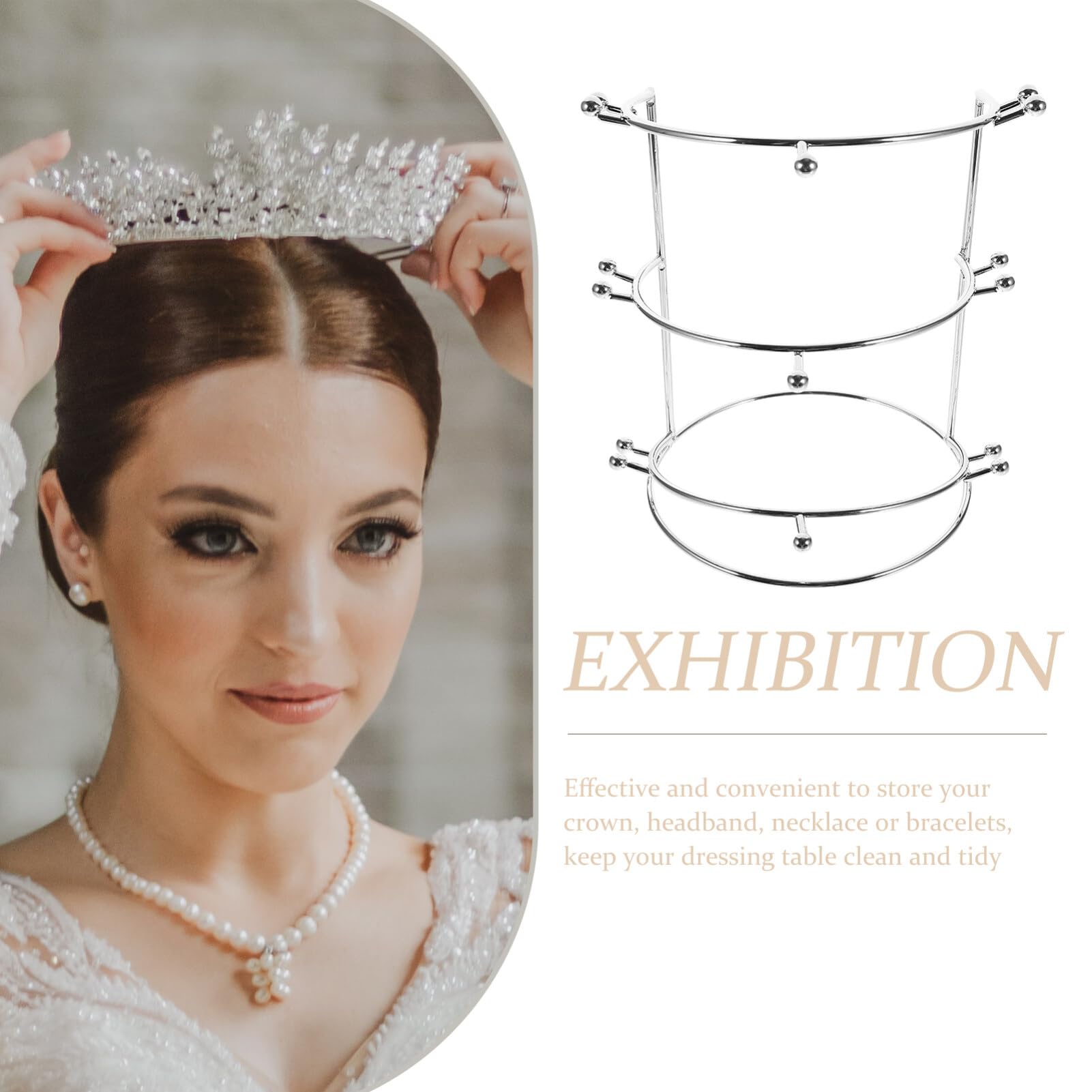 Crown Three-tier Stand Rack Jewelry Holder Girls Home Hair Bride Ties Layer Crown Necklace Three-tier Stand Rack Jewelry Holder Girls  main image 2