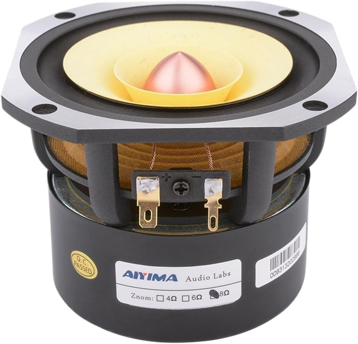 1Pcs 4 Inch Full Range Speaker Unit 4 8 Ohm 25W Speaker Tweeter Woofer Aluminum Bullet Audio Home Theater Loudspeaker(Square 8 Ohm Speaker)