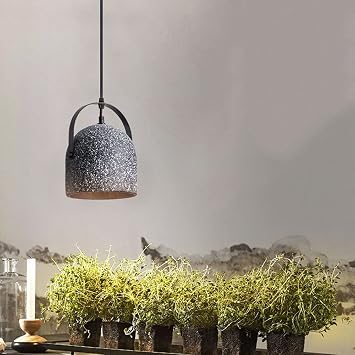 Industrial Retro Cement Pendant Light Dome Ceiling Hanging Lamp, E26 Creative Concrete Chandelier, for Resturant Coffee Bar Decoration Suspension Lighting Fixture