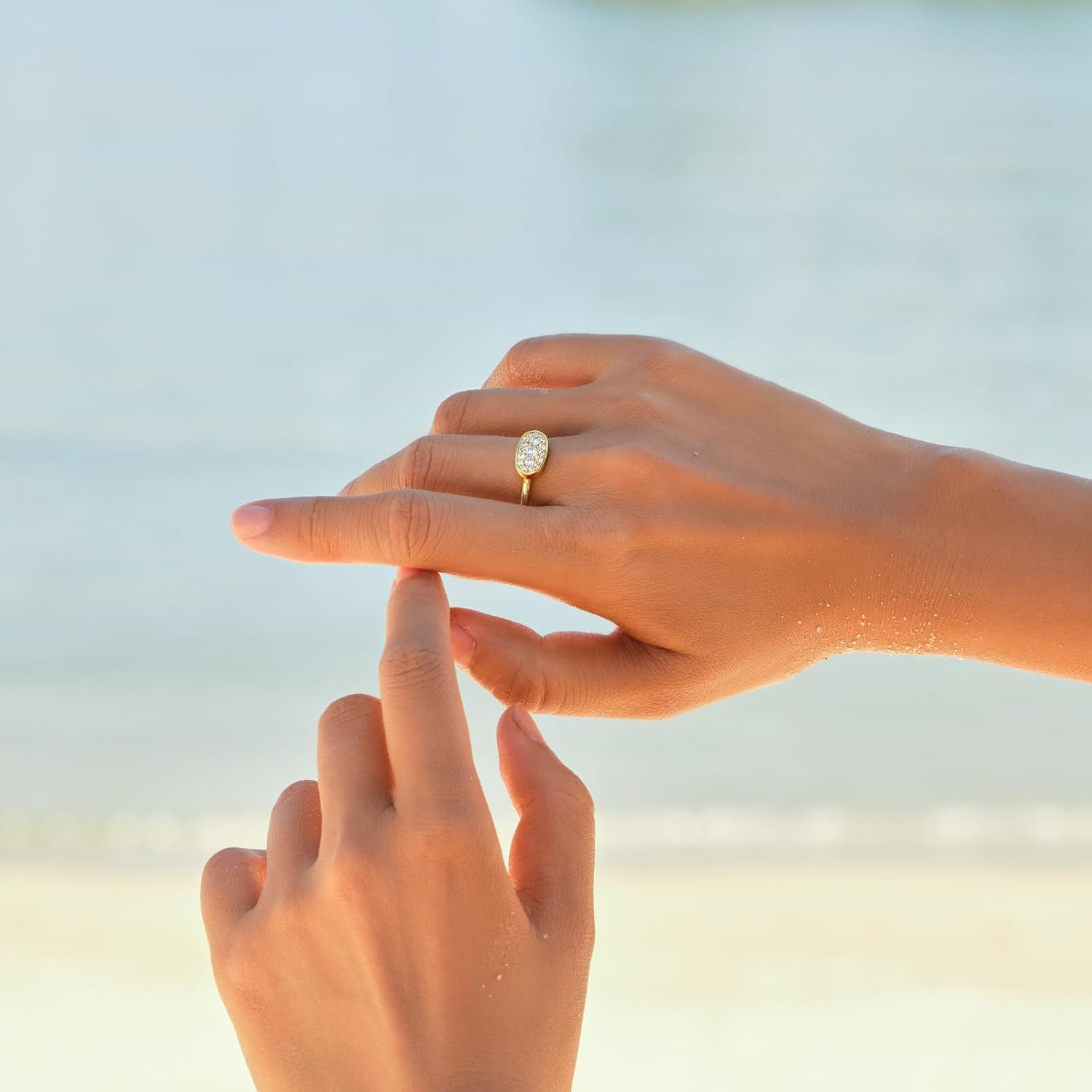 STORYJEWELLERY Gold Plated Rings for Women, Pinky Ring, Cocktail Rings for Women, Vintage Pave Art Deco Ring, Gifts for Her - Image 3