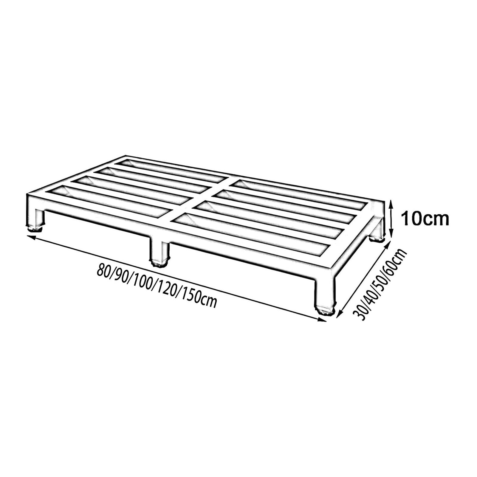 JINMLBO Metal Plant Pot Stand Feet, Moisture-Proof Heightening Floor Pallets, Furniture Appliances Fridge Air Conditioner Base Stand for Warehouses Kitchens Shops(Black,100x60x10cm)