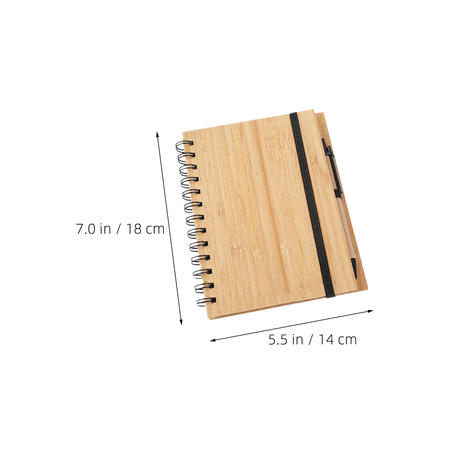 Quaderno a Spirale in Bamboo con Pagine a Righe 70 Fogli 3 Pezzi con Penne, Portapenne Integrato, Copertina Ecologica per Ufficio, Scuola e Appunti