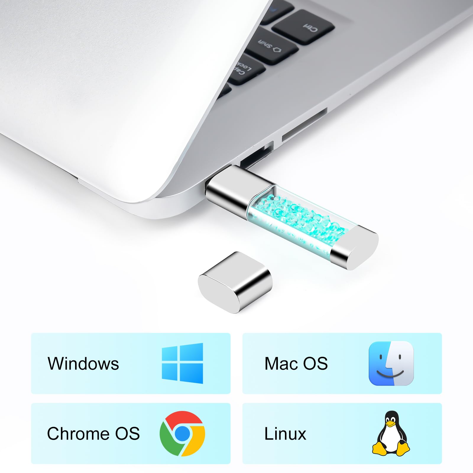 32GB USB Stick - Niebieski Kryształowy Pendrive w Kształcie Pamięci Flash