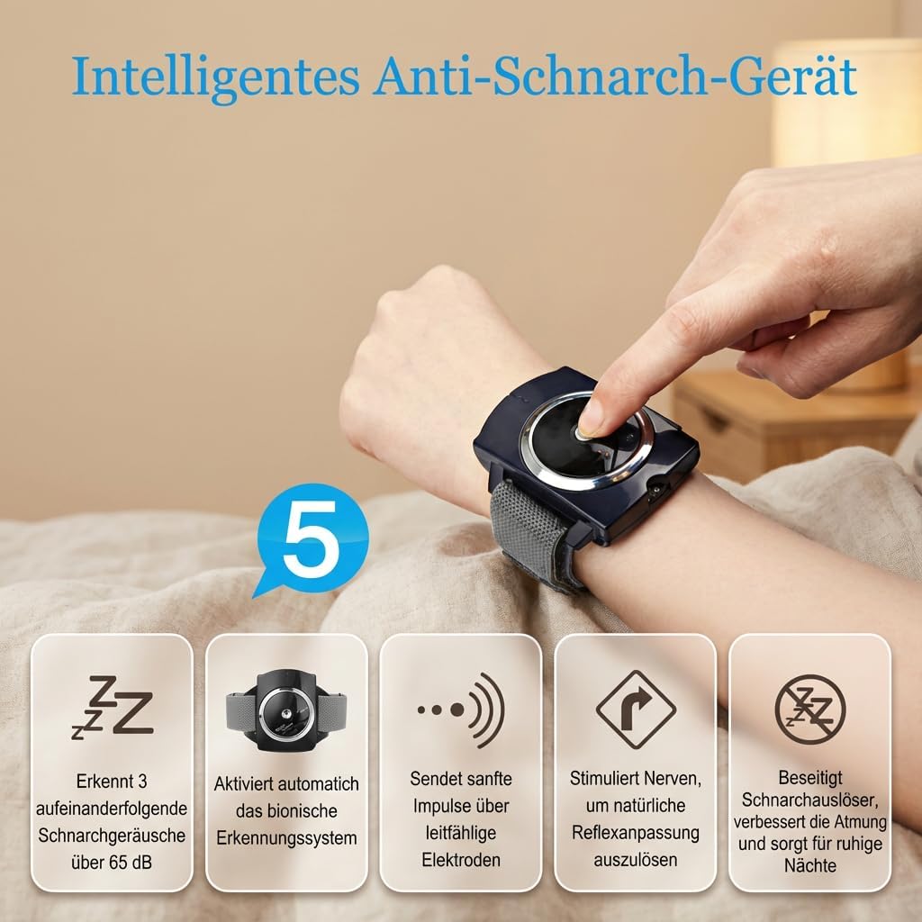 Guggys Sleep Connection Anti Schnarch Armband – Verstellbar Hilft Schnarchgeräusche zu reduzieren für Zuhause Und Reisen.