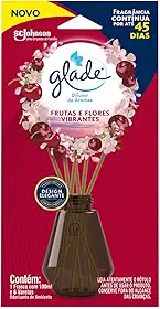 Glade Aromatizador de Ambiente, Difusor Aroma Frutas e Flores Vibrantes, 100ml e 6 Varetas