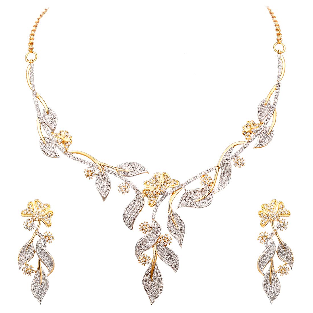 necklace & earrings set with American Diamond modern traditional fashion jewelry combo for Women and girls