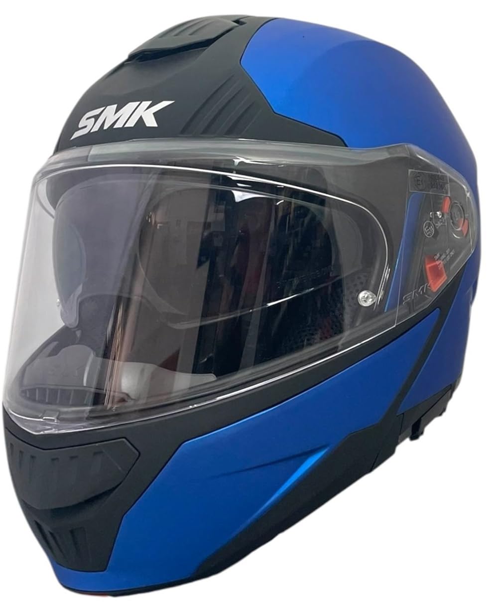 SMK Helmets Casco Modular Modelo GULLWING Azul Mate (MA500) Totalmente Homologado 22.06 (M 57/58)