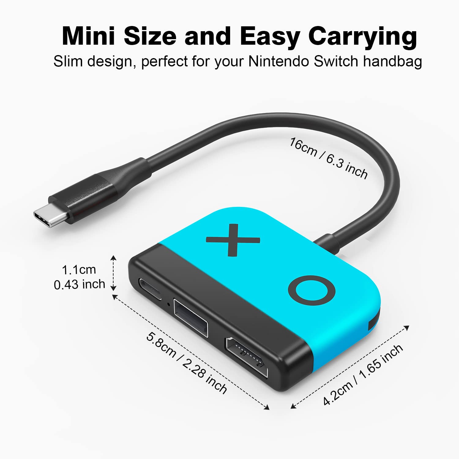 Tendak Adaptador USB C a HDMI para Switch Tipo C a 4K HDMI Convertidor USB 3.0 PD Puerto de Carga 3 en 1 USB-C HUB para Nintendo Switch/Switch OLED, MacBook Pro, Samsung S22, Huawei Mate 30 (Azul)