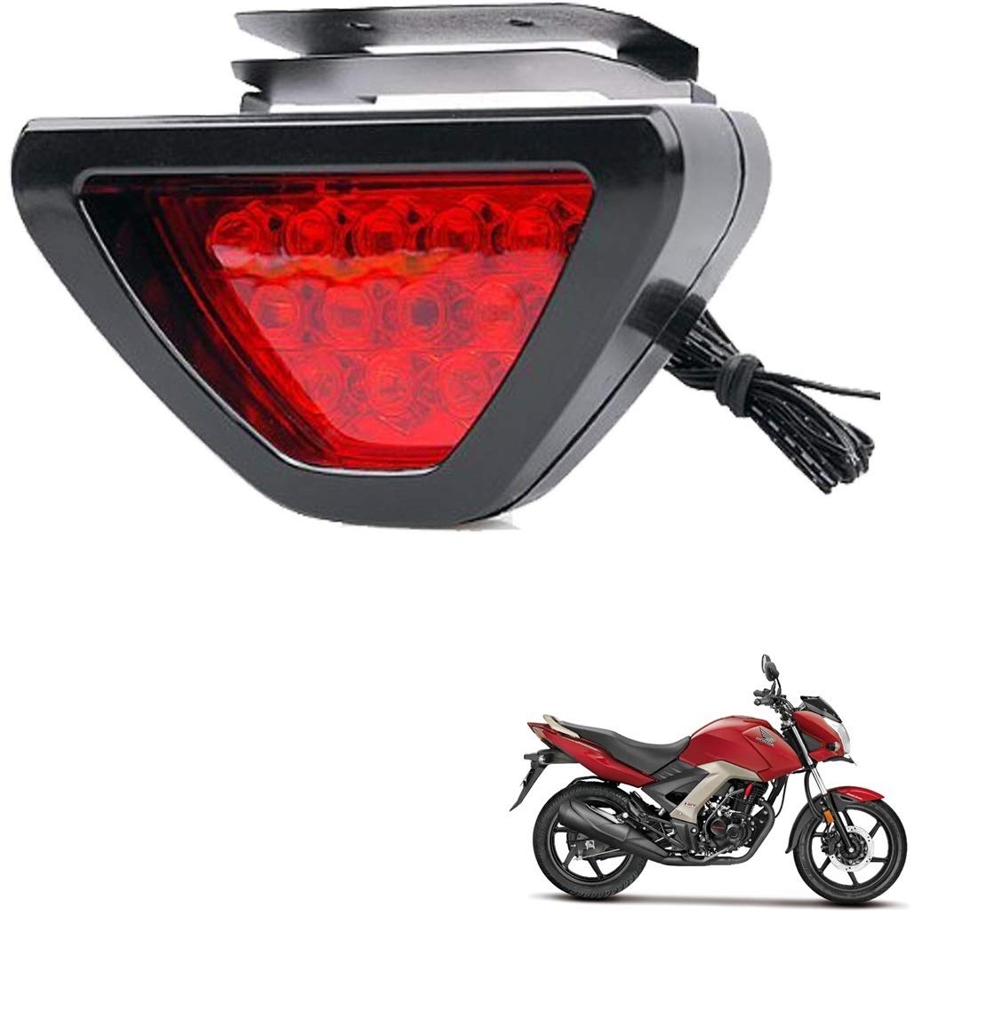 Kozdiko Bike Triangle Shape 12 LED Brake Light with Flash Mode for Honda CB Unicorn 160-image-7