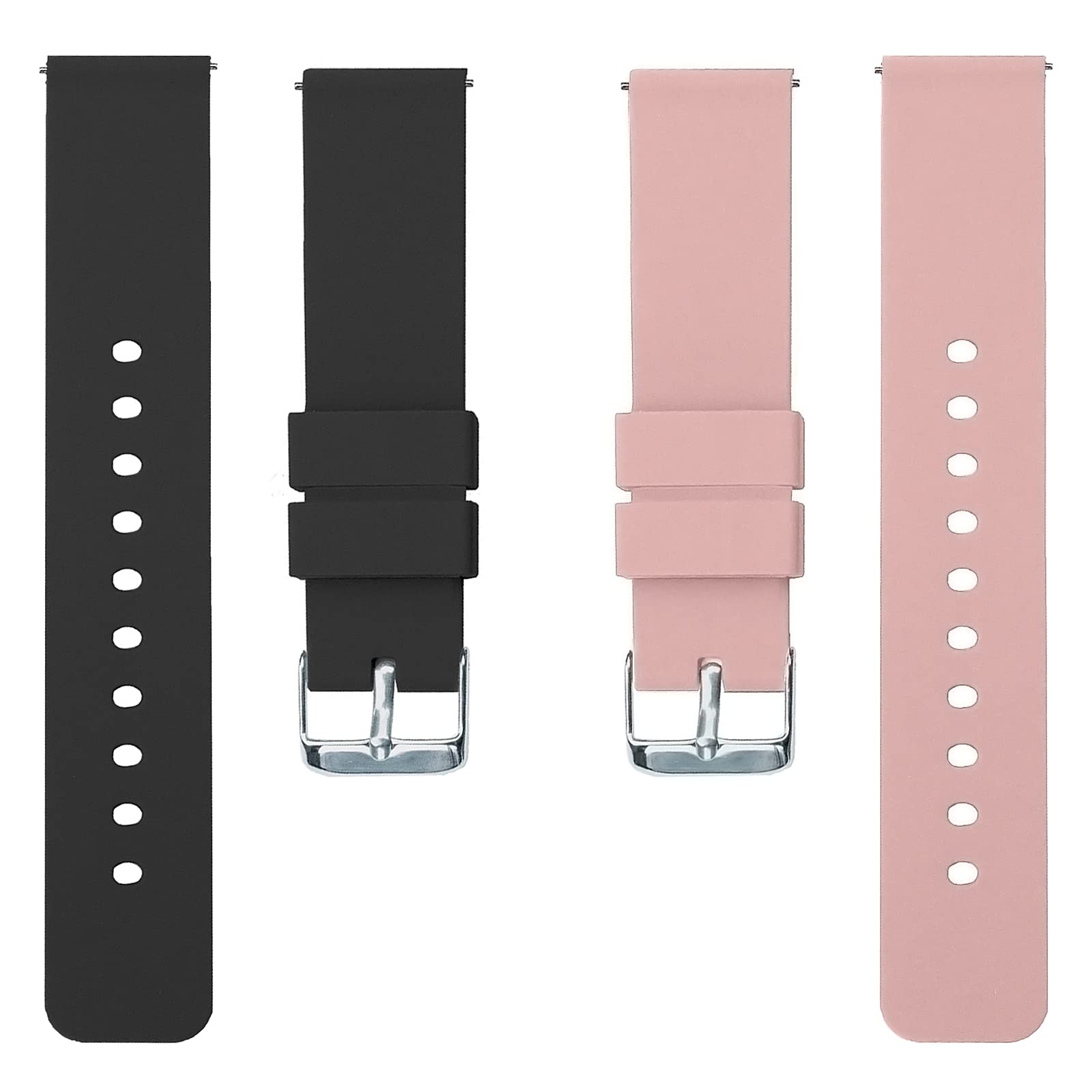 KALINCO 2-Pack Smart Watch Bands 20mm Adjustable Replacement Bands Straps for P22 P96 P32 P36 Smartwatch, Black+Pink, 235 millimeters - Image 3